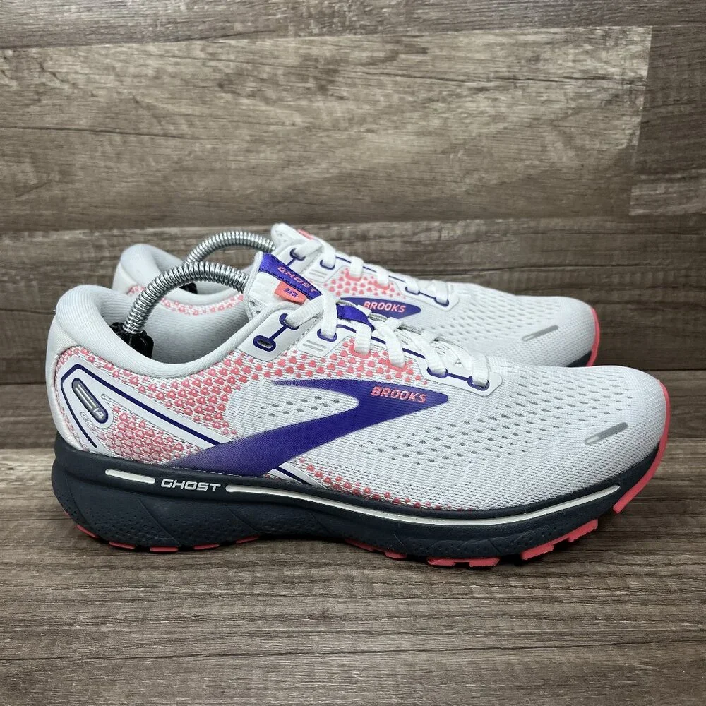 Brooks Ghost 14 Gray Purple Womens US Size 8.5 EUR 40 1203561B192 Running Shoes
